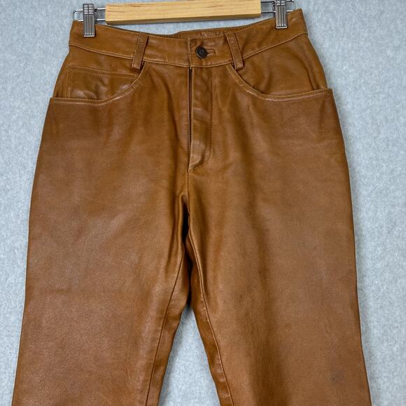 Vintage Maxima Wilsons Leather Brown Straight Mid Rise Pants Size 6 - Picture 2 of 12